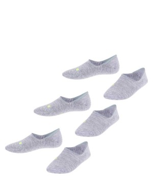 Kids' Falke Cool Kick 3-Pack Invisibles No Show Socks Grey | NDFTPC942