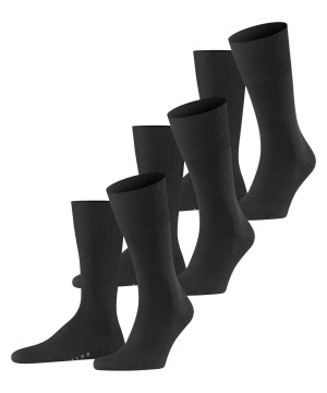 Men Falke Airport 3-Pack Socks Socks Black | YNULIX148