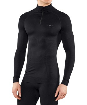 Men Falke Long sleeve shirt Maximum Warm Long Sleeve T-Shirts Black | BZGDWI589