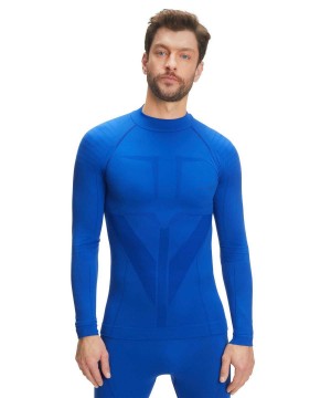 Men Falke Long sleeve shirt Warm Long Sleeve T-Shirts Blue | JNAPCZ539