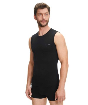 Men Falke Singlet Warm Functional Underwear Black | TJLRZB536