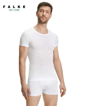 Men Falke T-Shirt Ultralight Cool Functional Underwear White | SWHJYM765