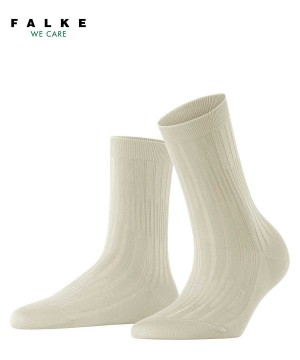 Women Falke Dash Rib Socks Socks Beige | UYKCSQ048