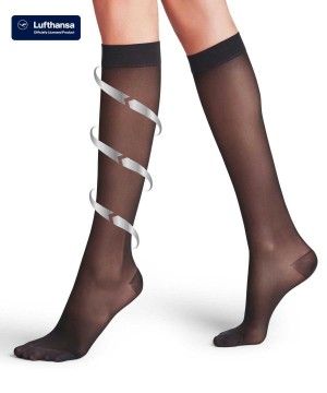 Women Falke Energize 30 DEN Knee-high Socks Socks Black | ZOFKQJ697