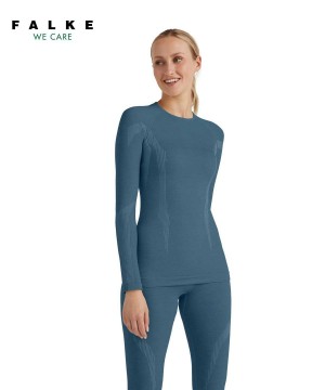 Women Falke Long sleeve shirt Wool-Tech Long Sleeve Shirts Blue | VSUGED510