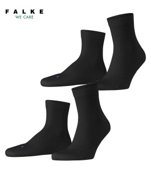 Women Falke Run Rib 2-Pack Short sock Socks Black | IDOPUH143