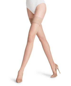 Women Falke Seidenglatt 15 DEN Stay-ups Thigh Highs Beige | KJBSEY407