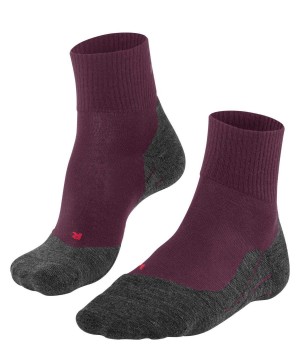 Women Falke TK5 Wander Wool Short Trekking Short sock Sports Socks Red | EGKWTL072