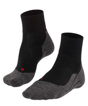 Women Falke TK5 Wander Wool Short Trekking Short sock Sports Socks Black | MTJWRQ459