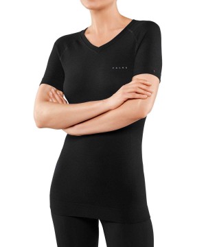 Women Falke T-Shirt Wool-Tech Light Short Sleeve Shirts Black | AYLTGP128