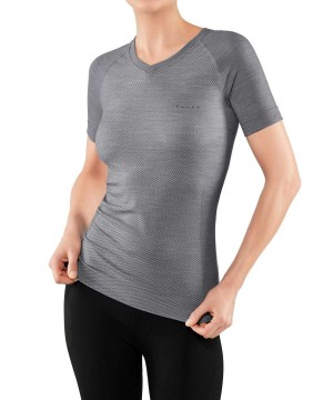 Women Falke T-Shirt Wool-Tech Light Short Sleeve Shirts Grey | ZGIYWD934