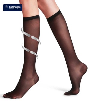 Women Falke Vitalize 20 DEN Knee-high Socks Socks Black | QNRIVU864