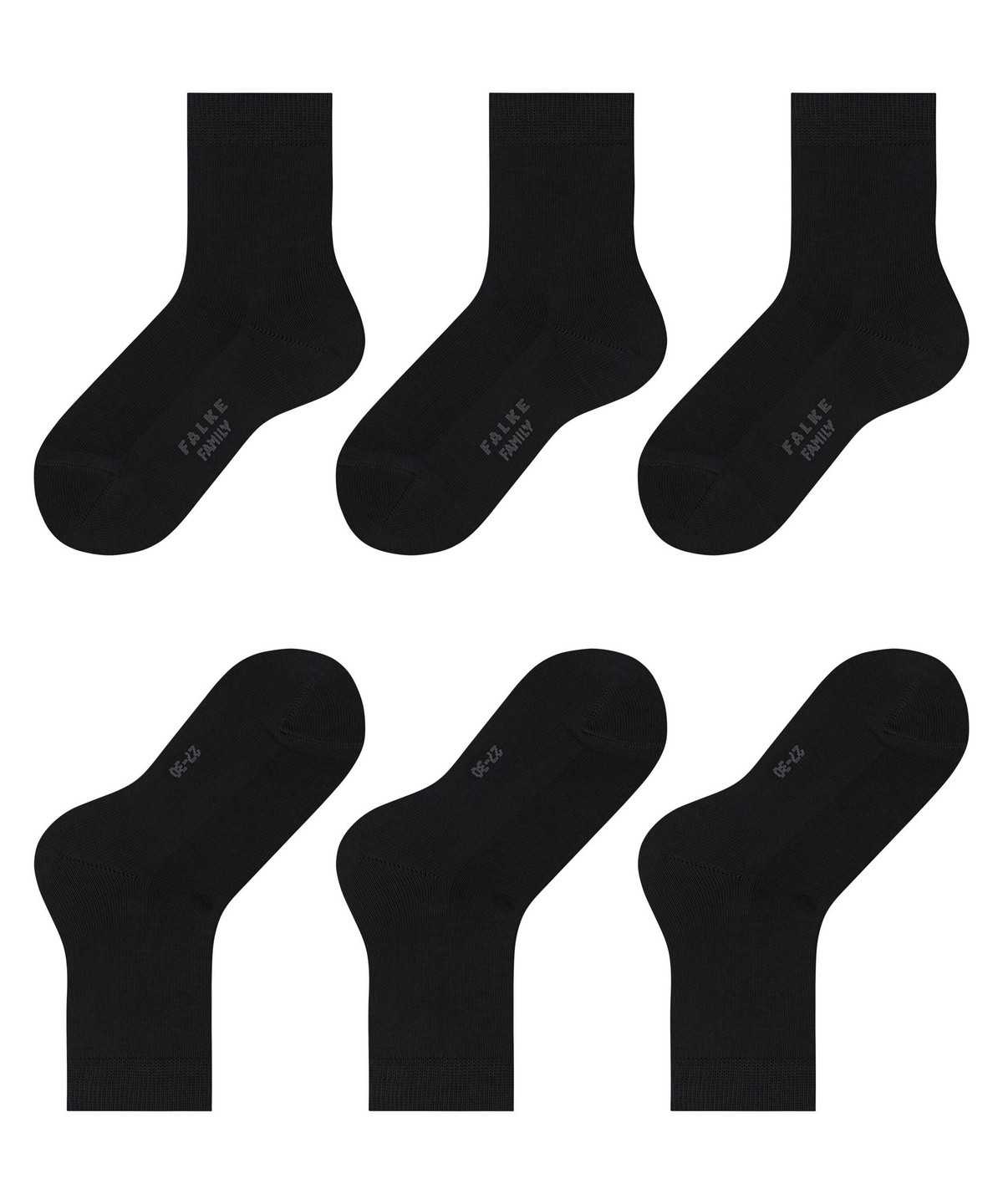 Kids' Falke Family 3-Pack Socks Socks Black | FQUPYL763