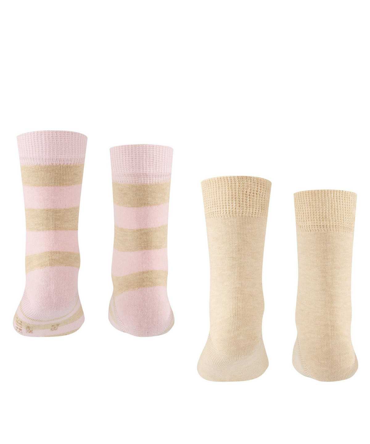 Kids' Falke Happy Stripe 2-Pack Socks Socks Beige | JVGXTC379