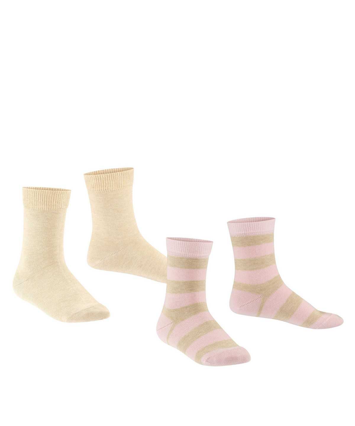 Kids' Falke Happy Stripe 2-Pack Socks Socks Beige | JVGXTC379