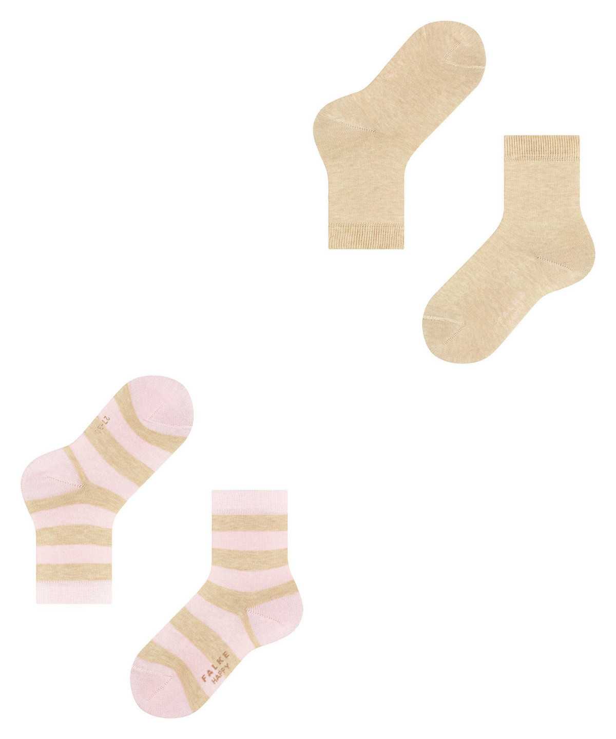 Kids' Falke Happy Stripe 2-Pack Socks Socks Beige | JVGXTC379