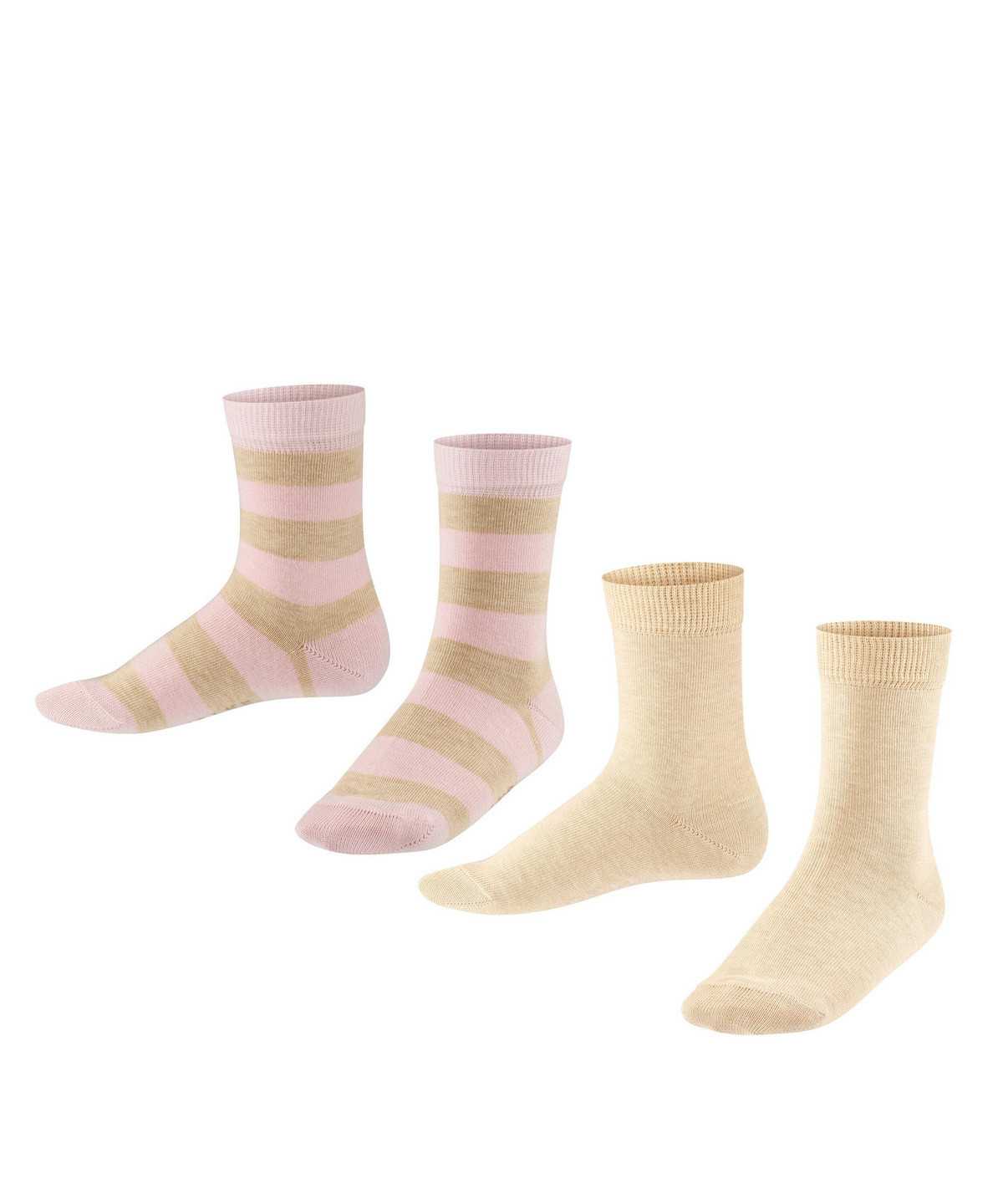 Kids\' Falke Happy Stripe 2-Pack Socks Socks Beige | JVGXTC379