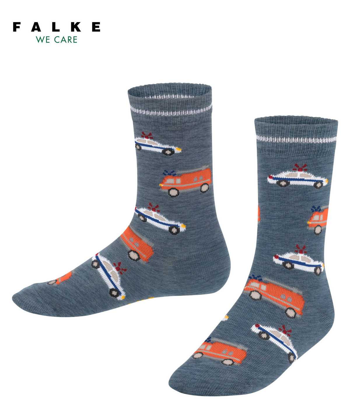 Kids\' Falke Police and Fire Cars Socks Socks Blue | XCSFAL249