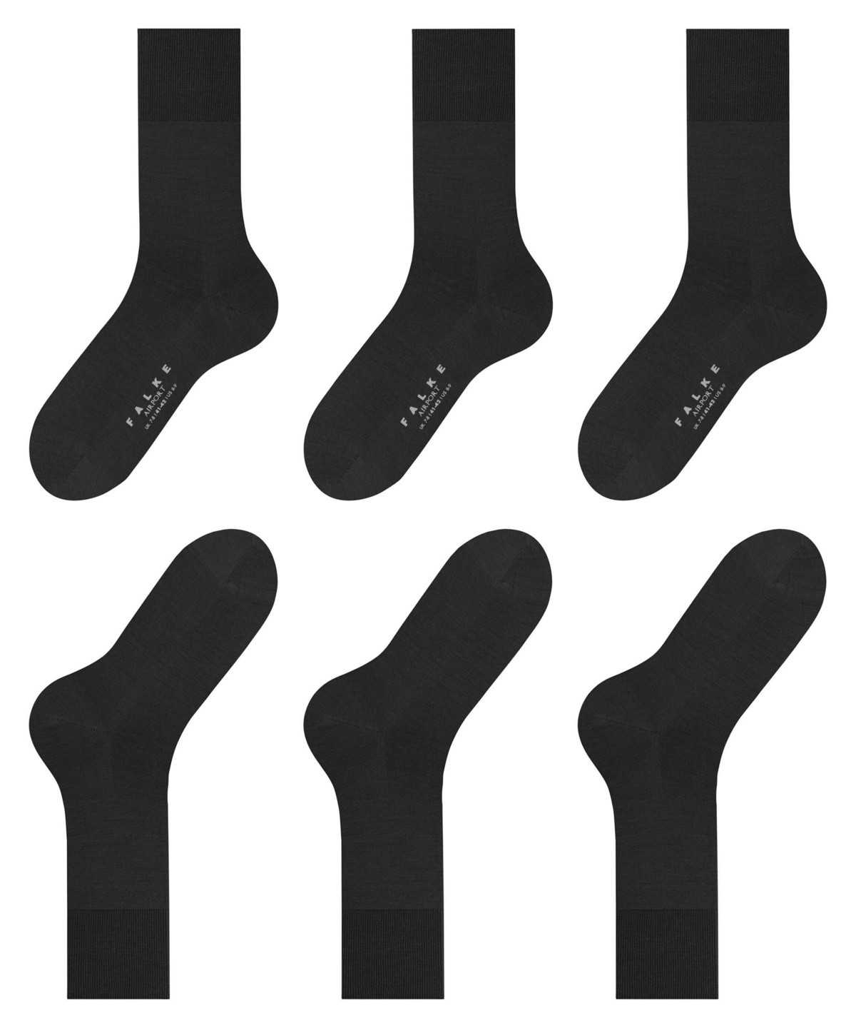 Men Falke Airport 3-Pack Socks Socks Black | YNULIX148