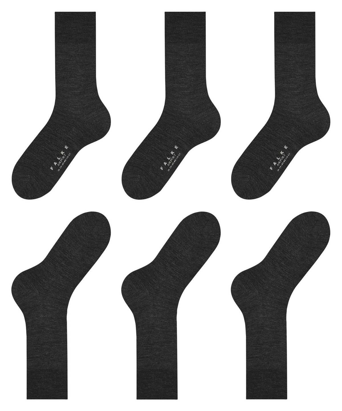 Men Falke Airport 3-Pack Socks Socks Grey | KCDPMT872