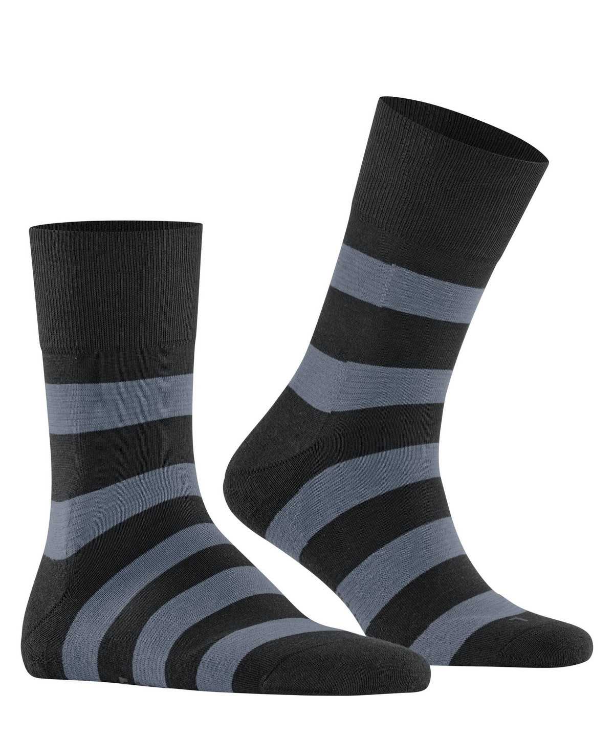 Men Falke Block Stripe Socks Socks Black | LMRDXG458