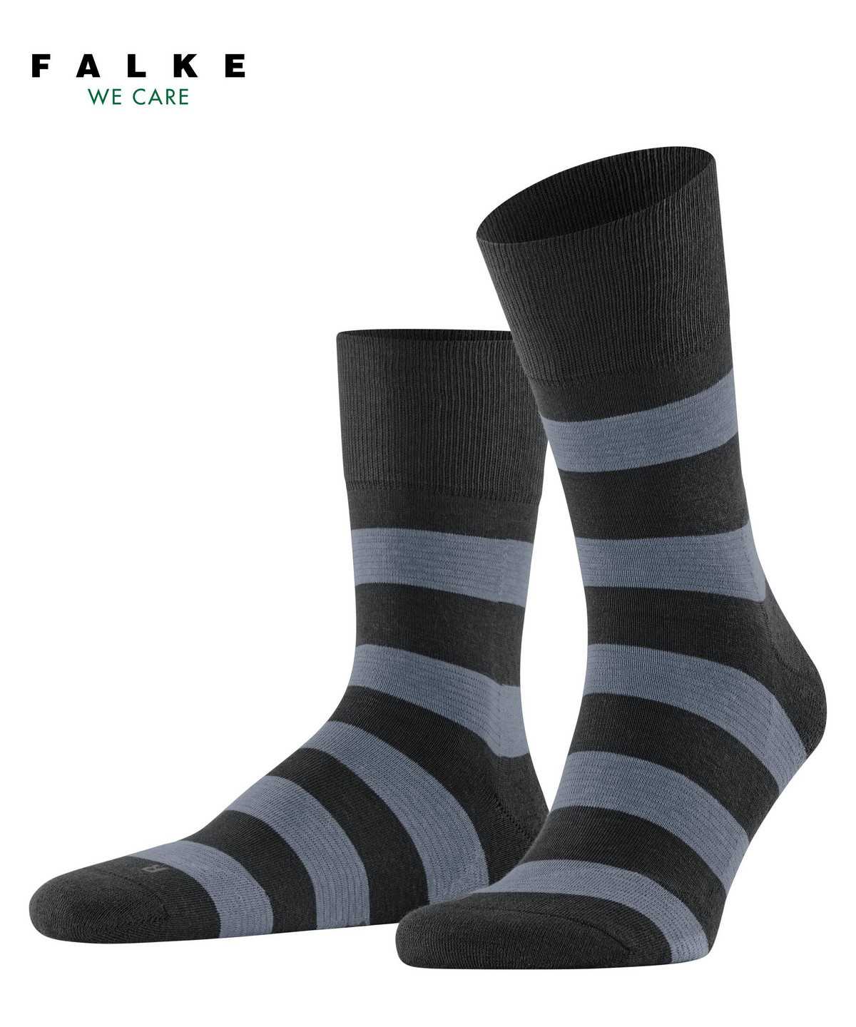 Men Falke Block Stripe Socks Socks Black | LMRDXG458