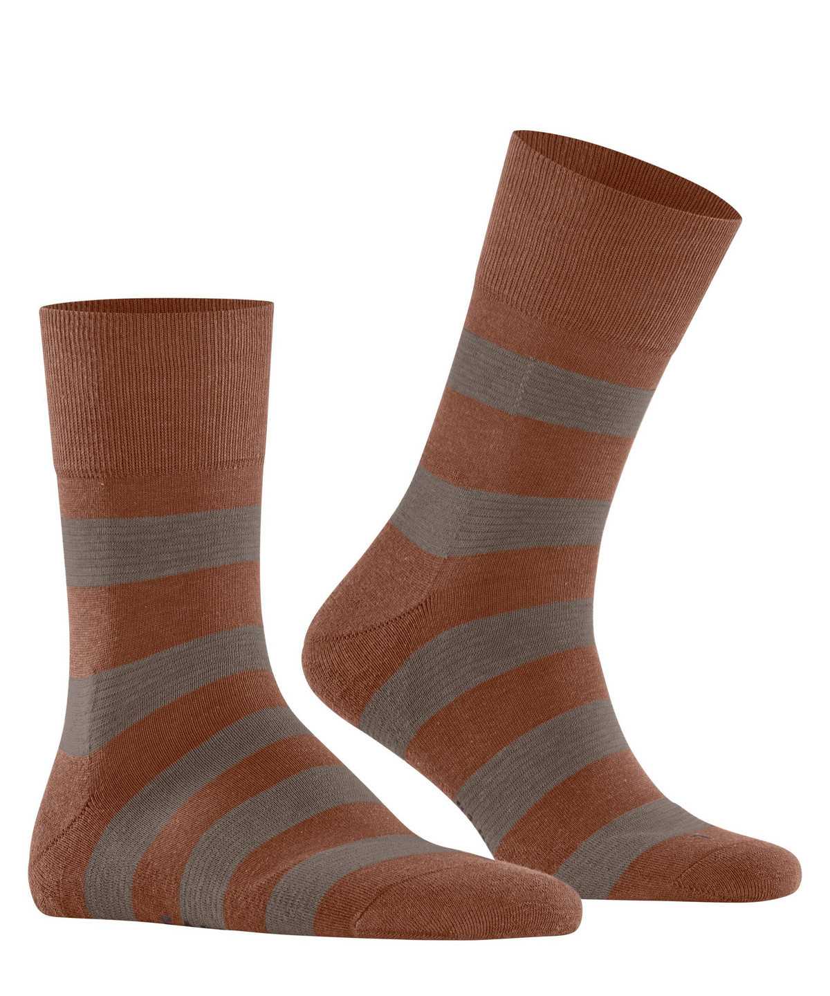 Men Falke Block Stripe Socks Socks Brown | XUAPFV457