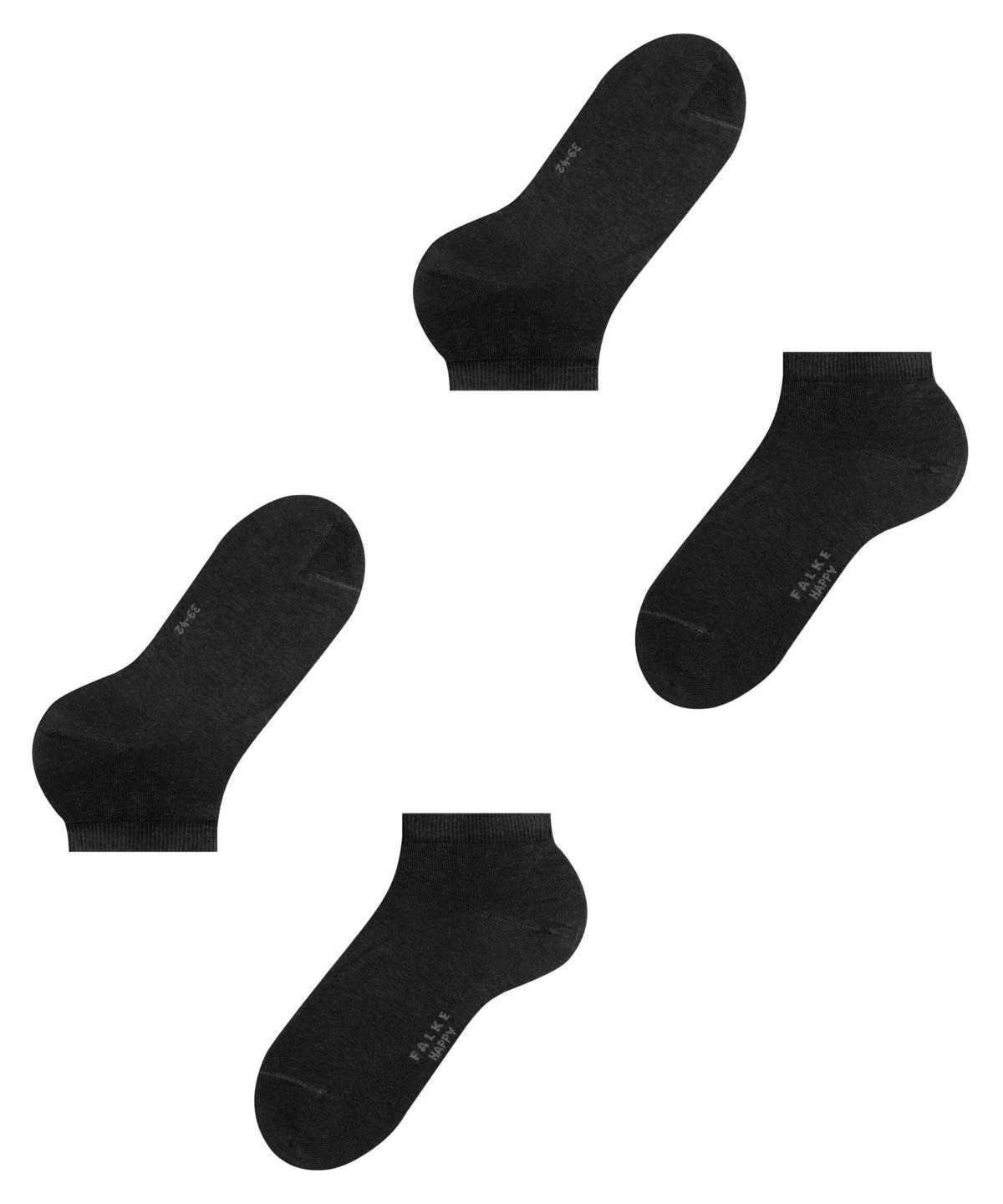 Men Falke Happy 2-Pack Sneaker socks Socks Black | VIHZYM046