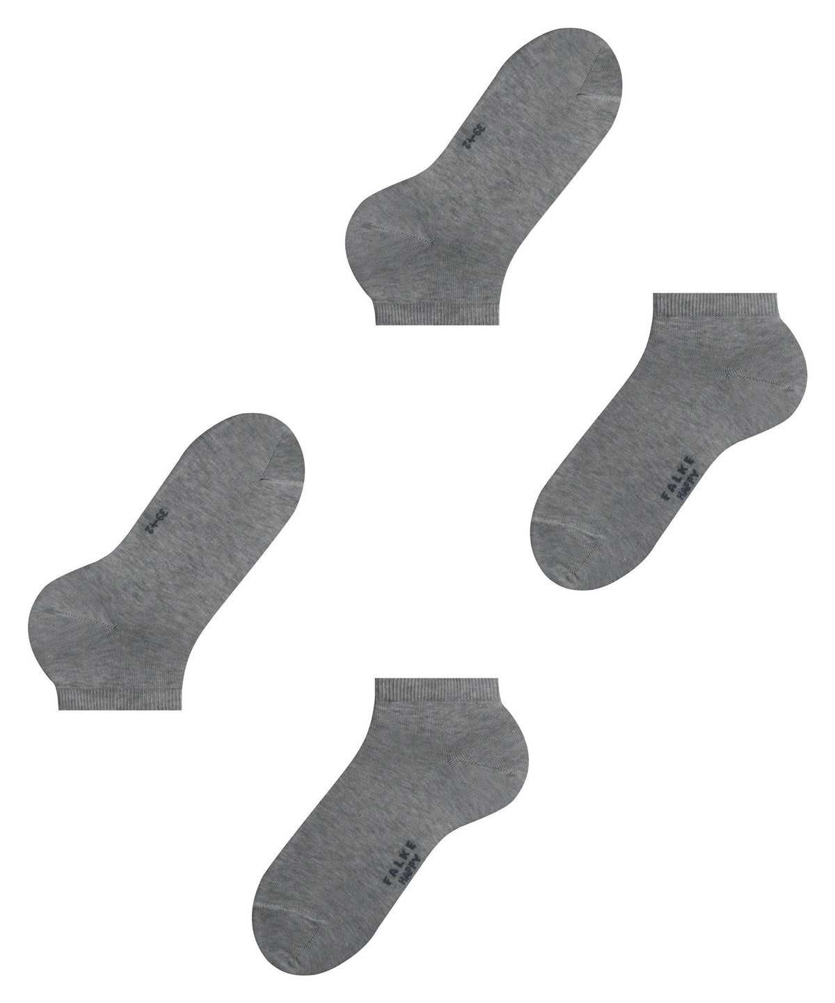 Men Falke Happy 2-Pack Sneaker socks Socks Grey | NXACRL261