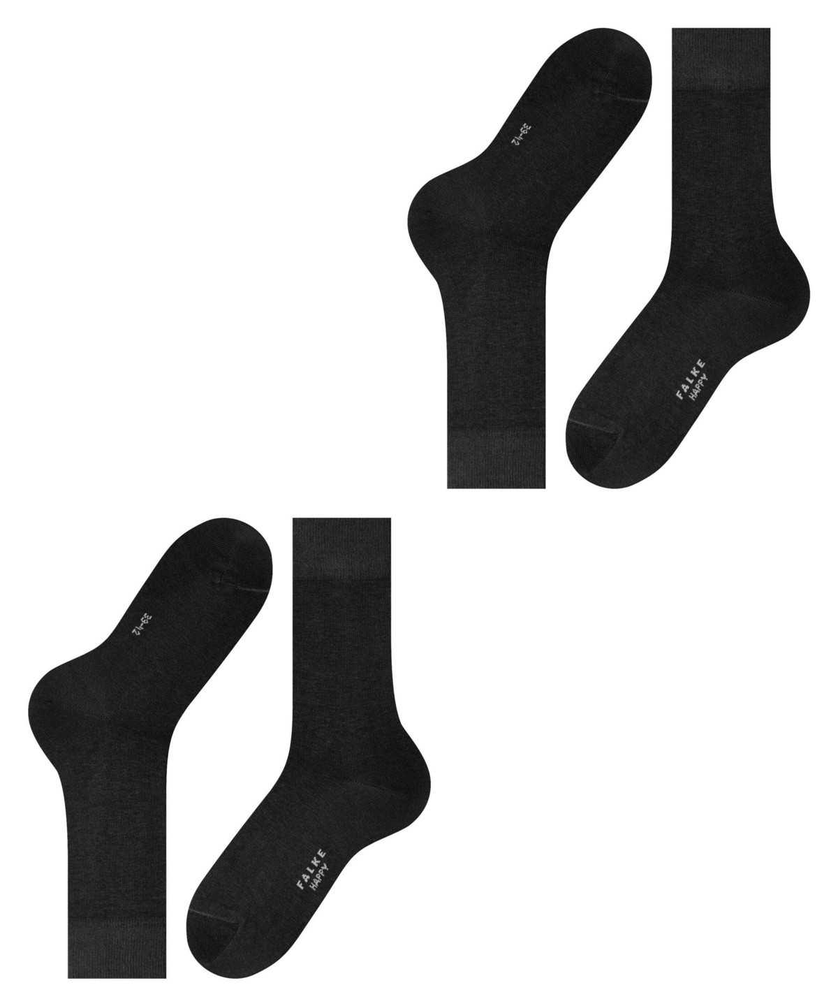 Men Falke Happy 2-Pack Socks Socks Black | TVHIYC086