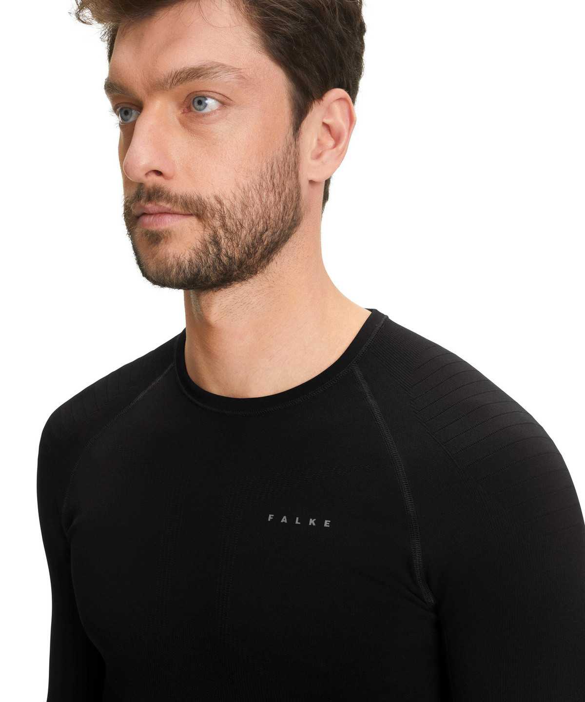 Men Falke Long sleeve shirt Maximum Warm Long Sleeve T-Shirts Black | MNGZYH560