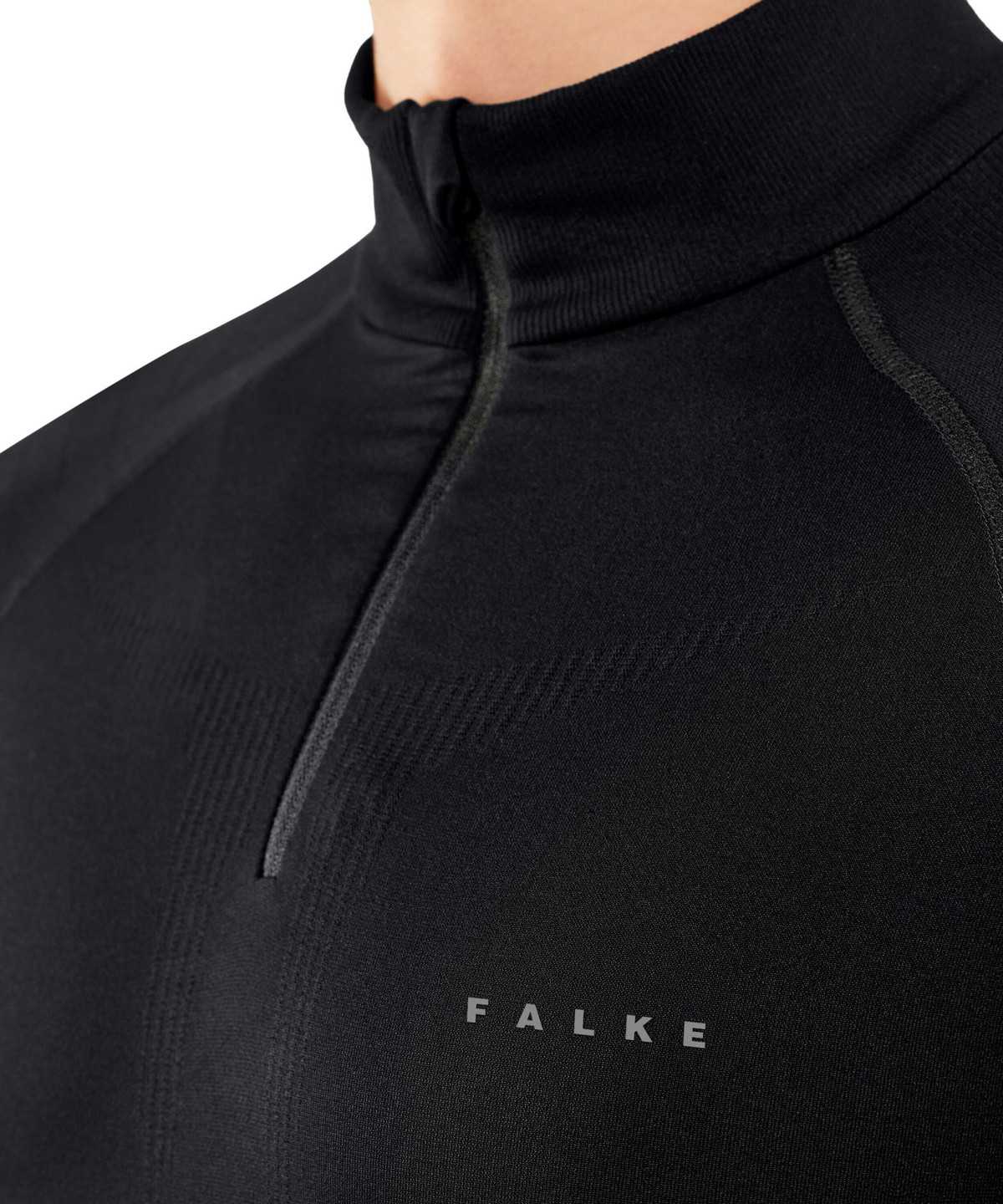 Men Falke Long sleeve shirt Maximum Warm Long Sleeve T-Shirts Black | BZGDWI589