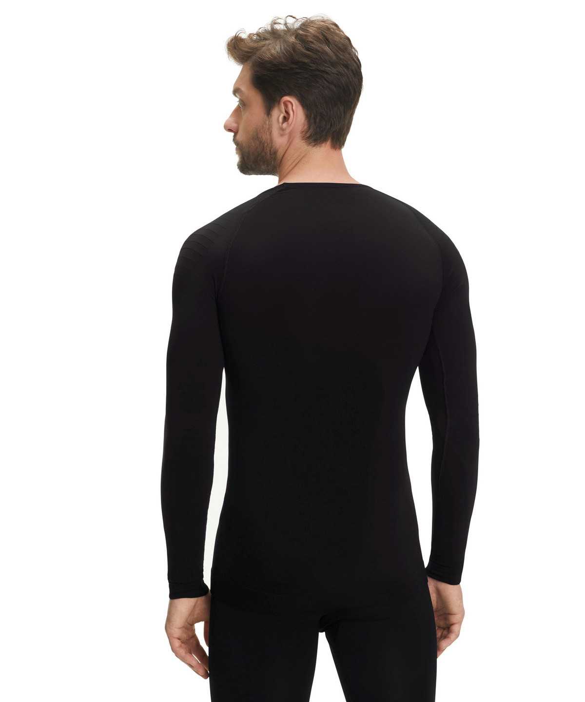 Men Falke Long sleeve shirt Warm Long Sleeve T-Shirts Black | HWLIPE657