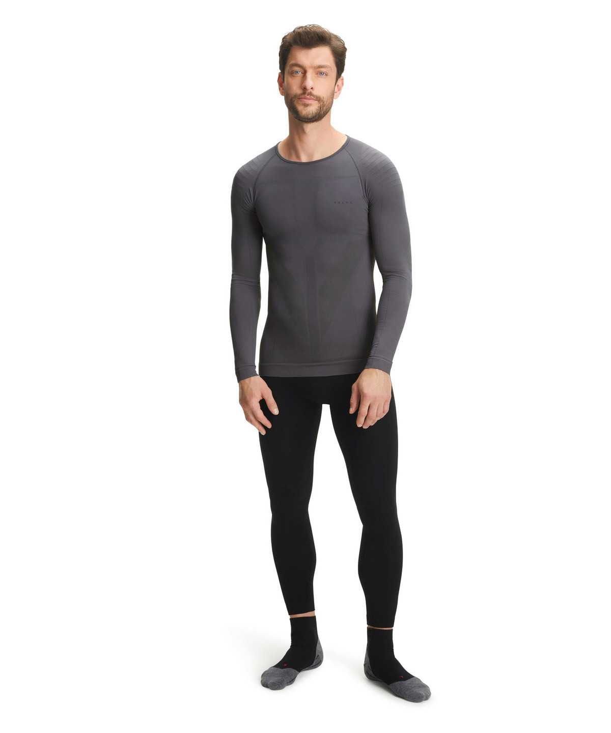 Men Falke Long sleeve shirt Warm Long Sleeve T-Shirts Black | SZLXUW592