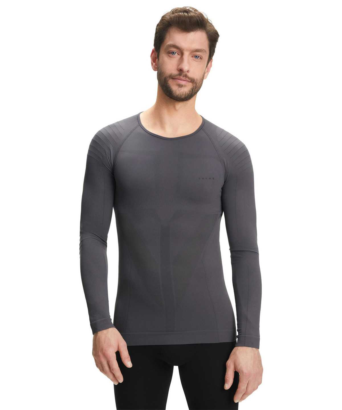 Men Falke Long sleeve shirt Warm Long Sleeve T-Shirts Black | SZLXUW592