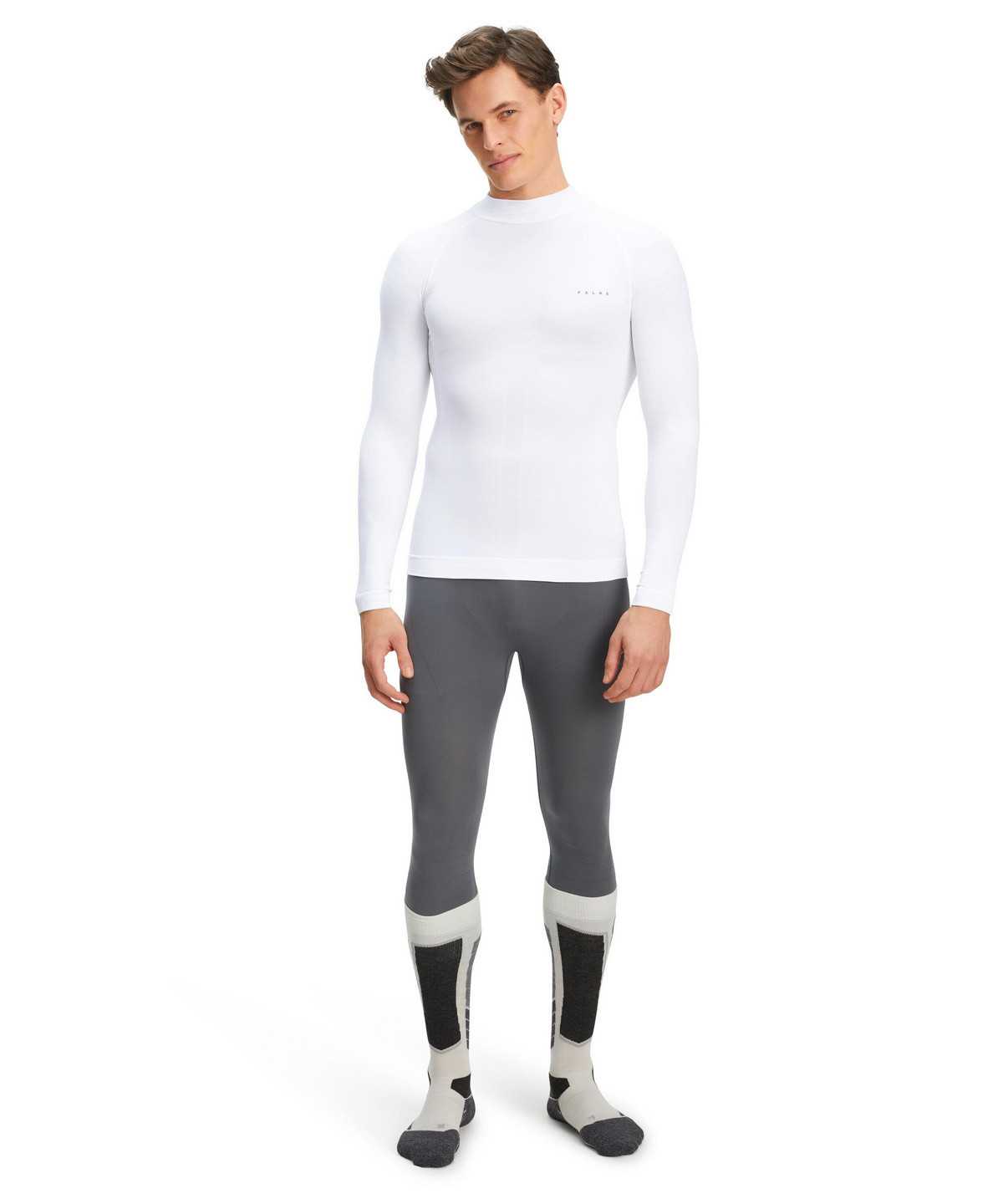 Men Falke Long sleeve shirt Warm Long Sleeve T-Shirts White | GJUIVZ049