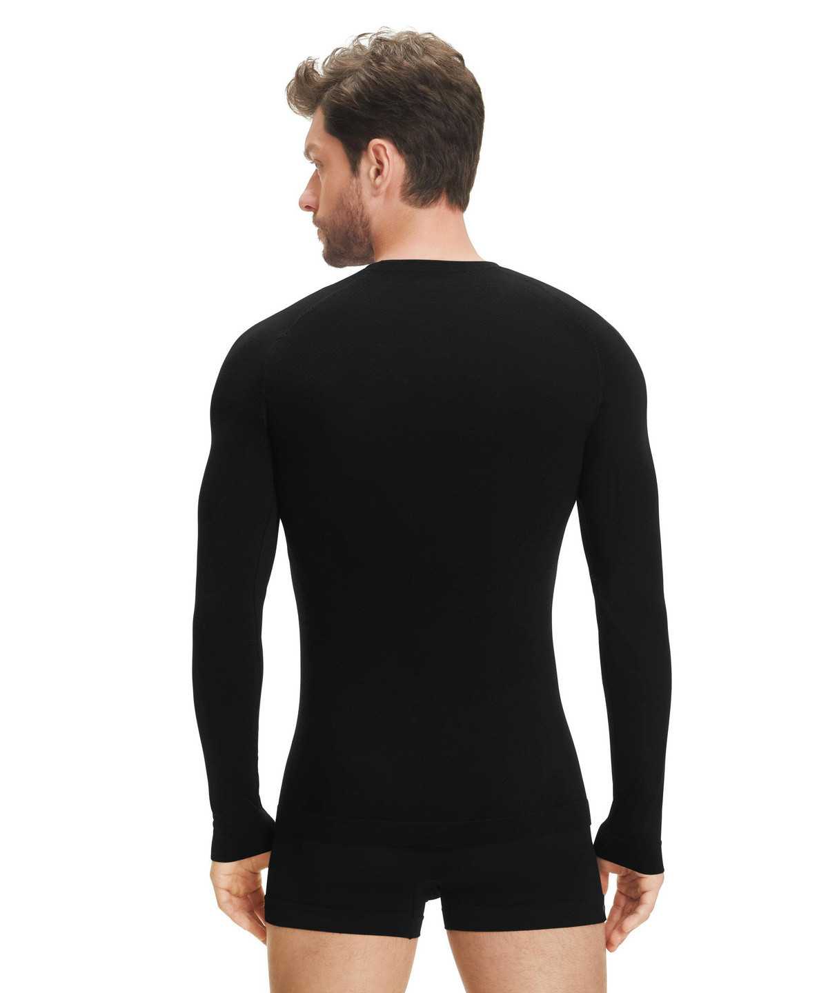 Men Falke Long sleeve shirt Wool-Tech Light Long Sleeve T-Shirts Black | JDZGFY798