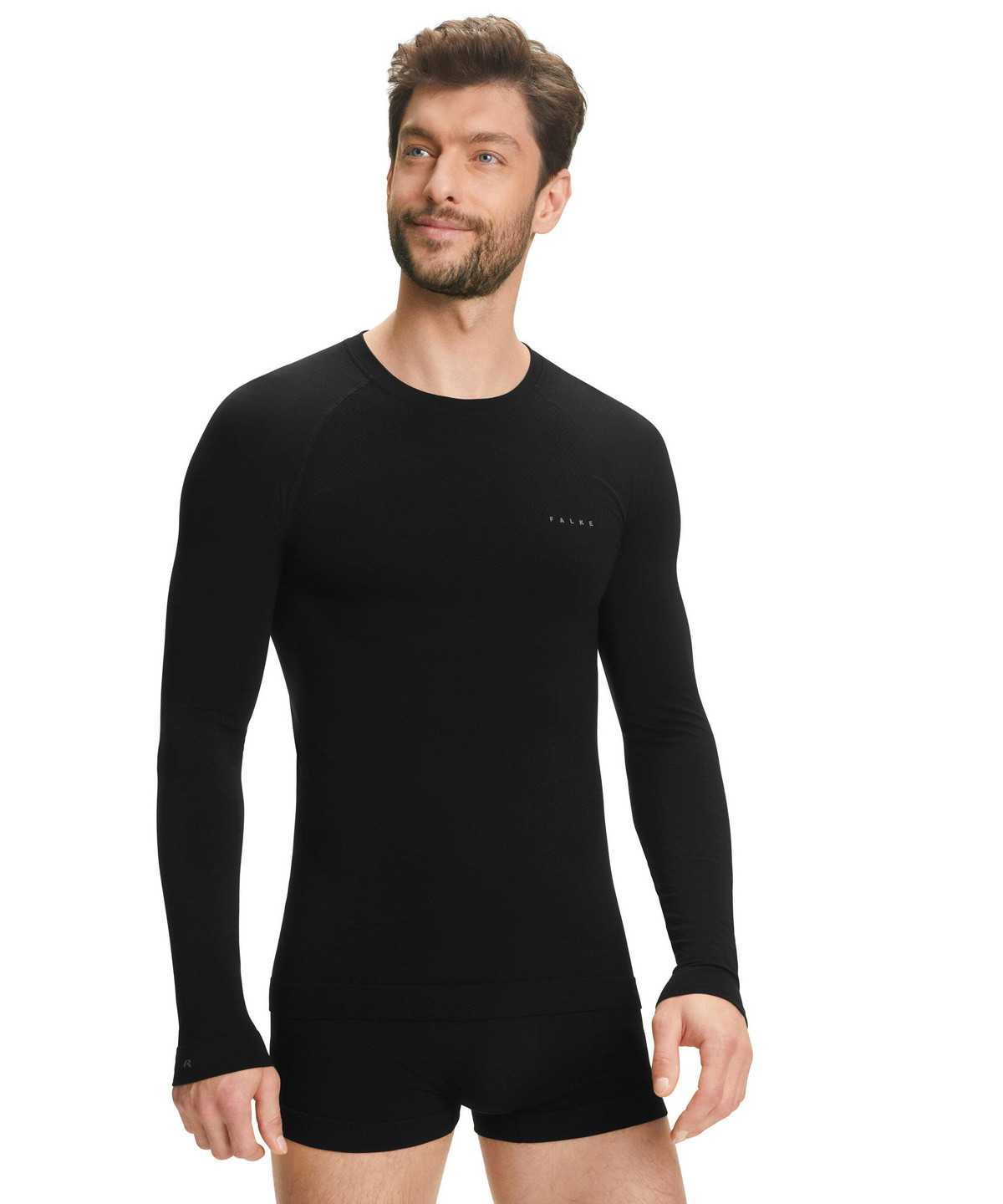 Men Falke Long sleeve shirt Wool-Tech Light Long Sleeve T-Shirts Black | JDZGFY798