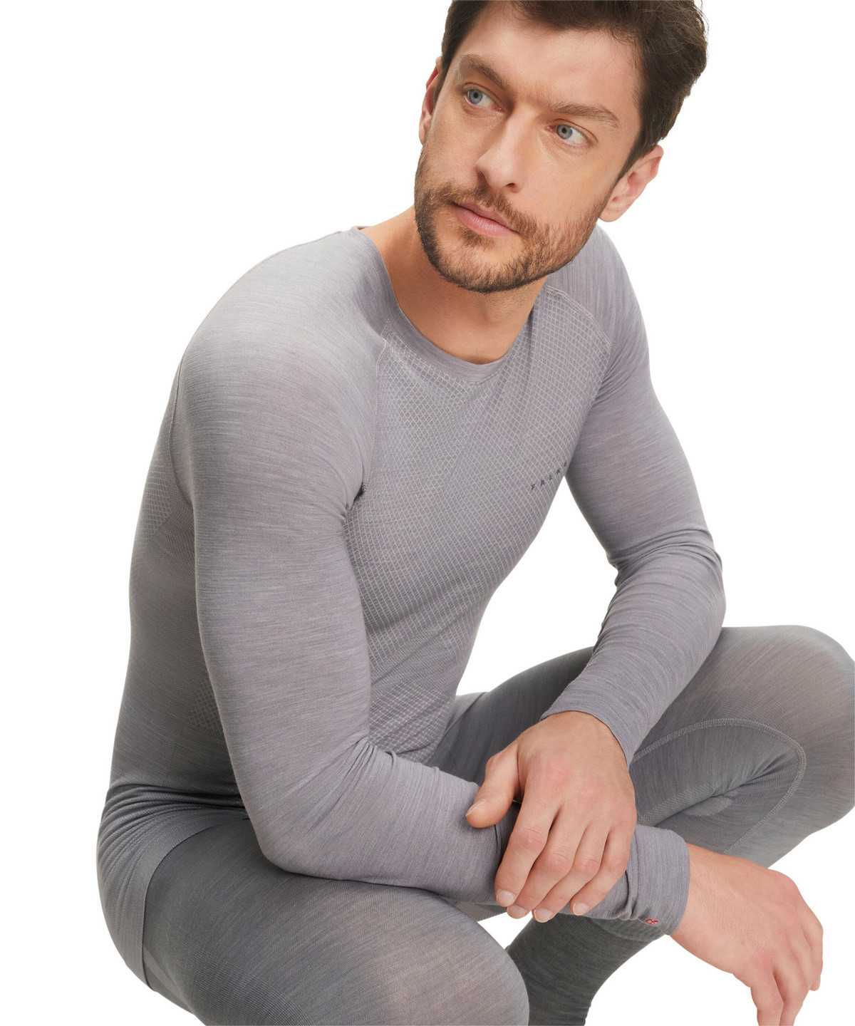 Men Falke Long sleeve shirt Wool-Tech Light Long Sleeve T-Shirts Grey | DJQEAU094