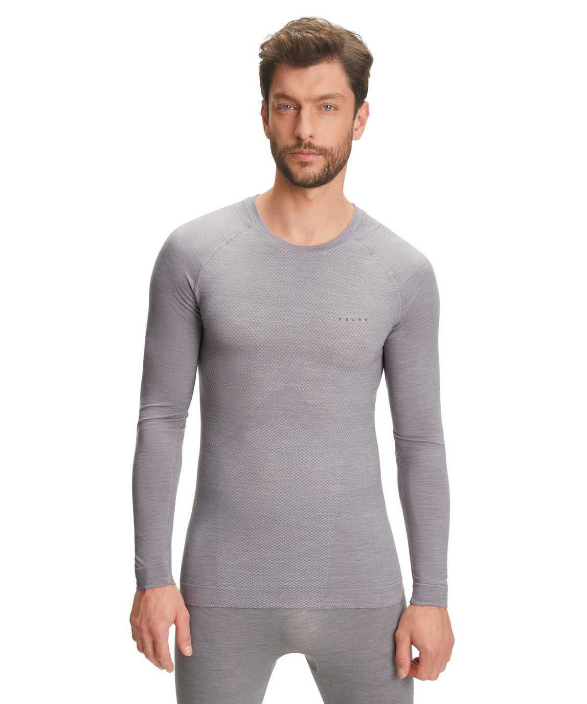 Men Falke Long sleeve shirt Wool-Tech Light Long Sleeve T-Shirts Grey | DJQEAU094