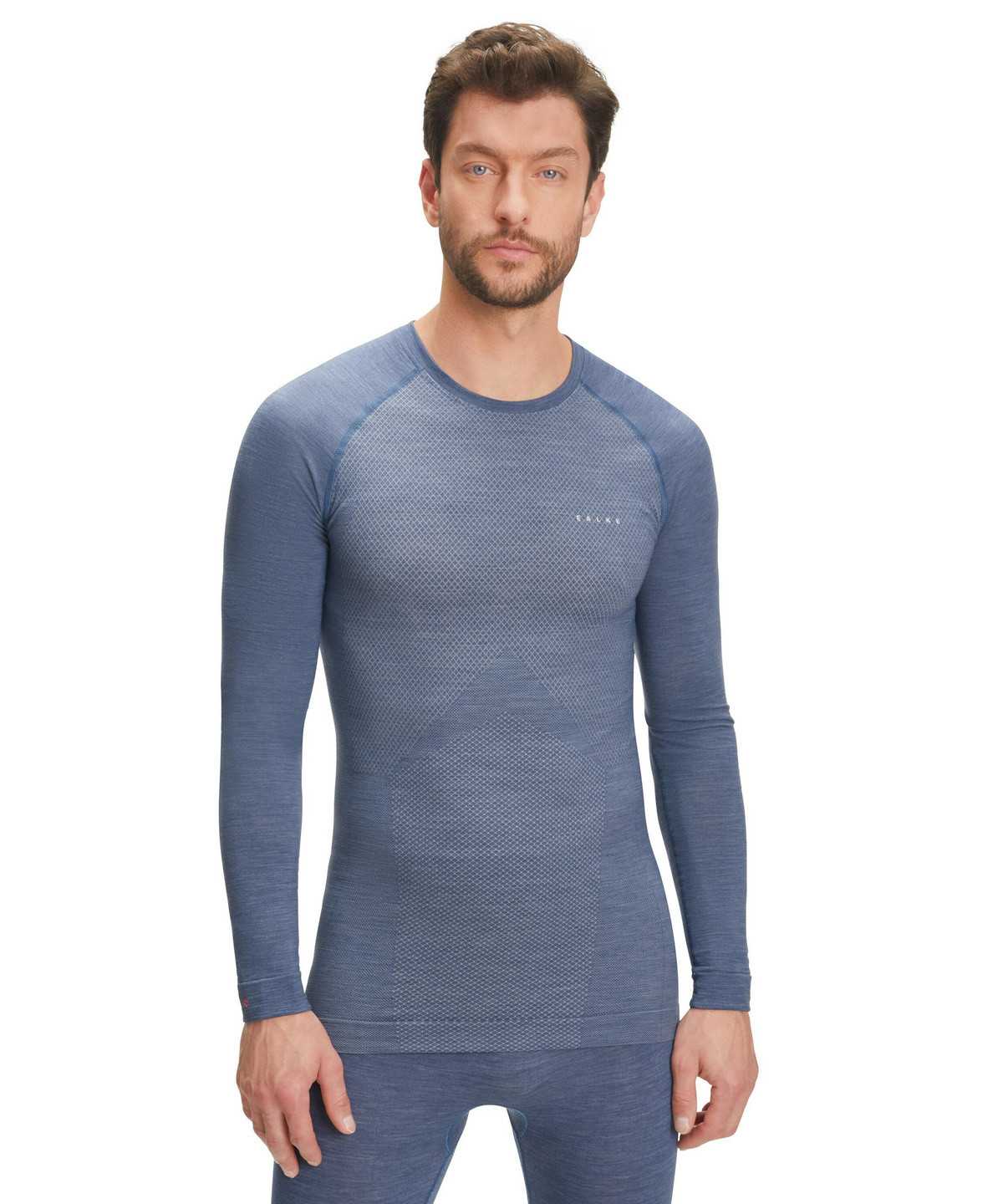 Men Falke Long sleeve shirt Wool-Tech Light Long Sleeve T-Shirts Blue | WRKBEH428