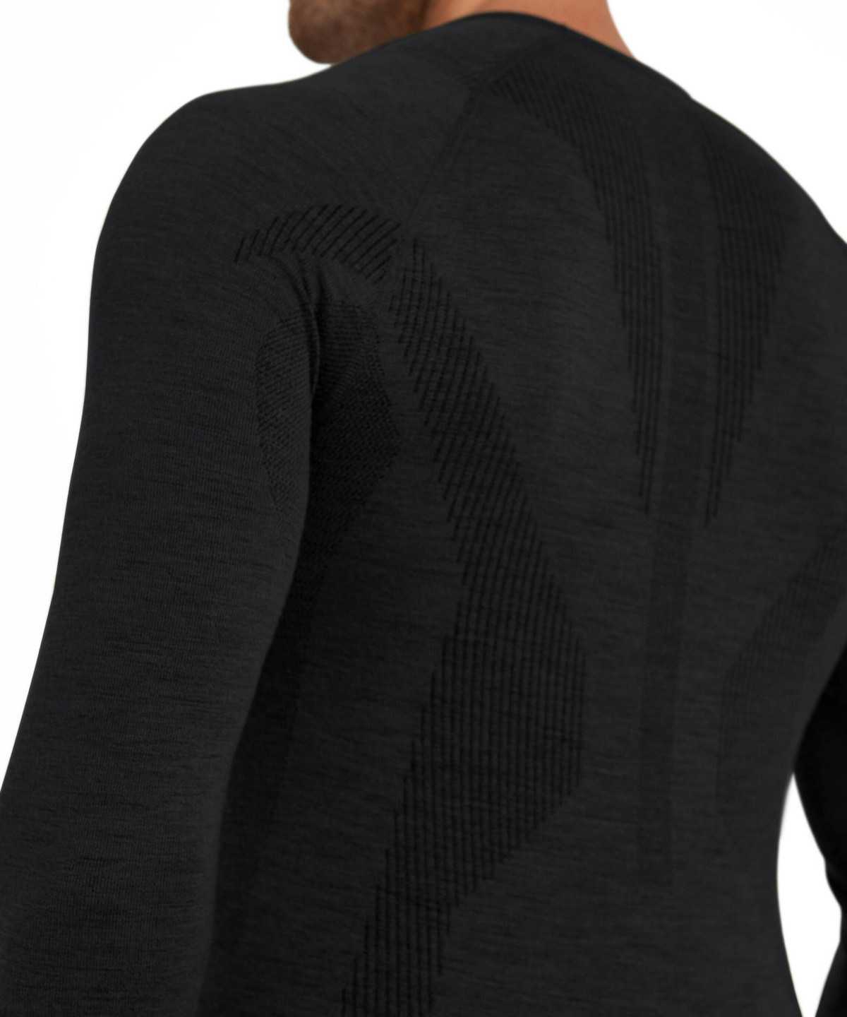 Men Falke Long sleeve shirt Wool-Tech Long Sleeve T-Shirts Black | XBYGNZ098