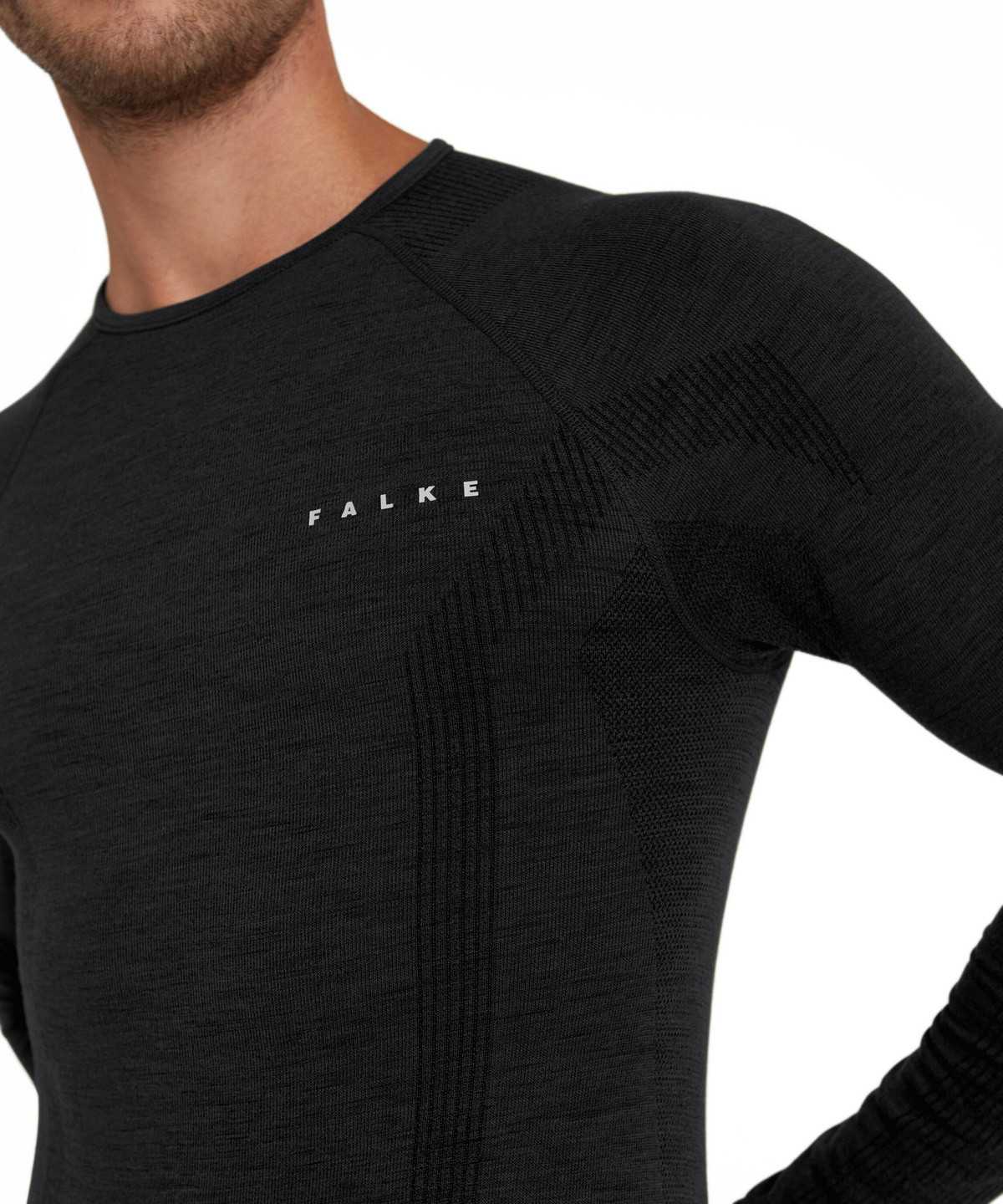 Men Falke Long sleeve shirt Wool-Tech Long Sleeve T-Shirts Black | XBYGNZ098