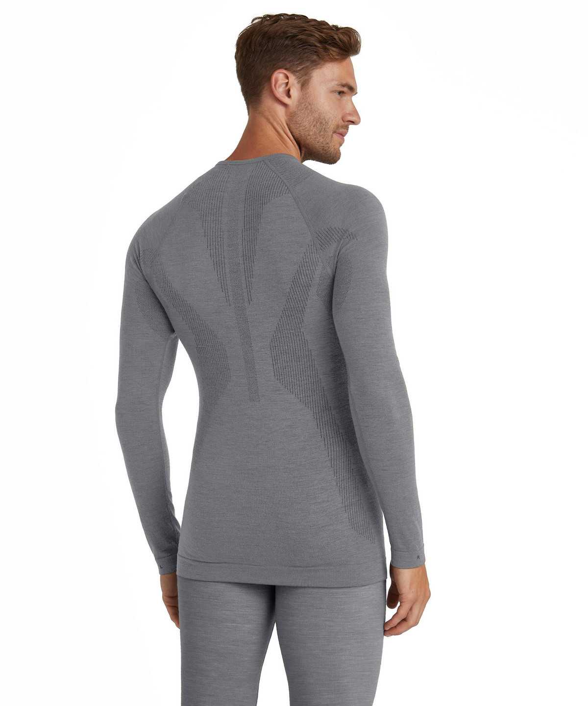 Men Falke Long sleeve shirt Wool-Tech Long Sleeve T-Shirts Grey | BLUVIW675