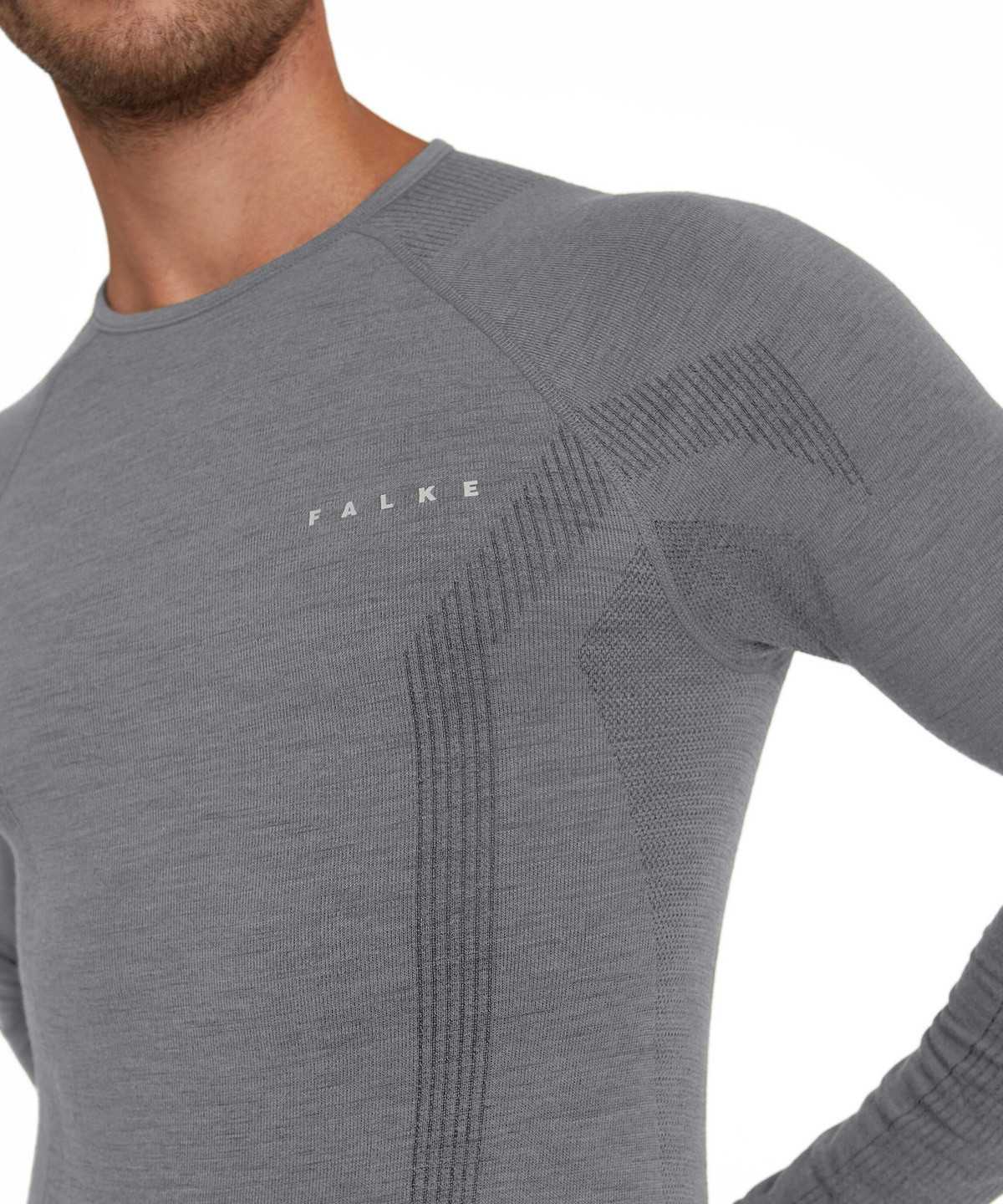 Men Falke Long sleeve shirt Wool-Tech Long Sleeve T-Shirts Grey | BLUVIW675