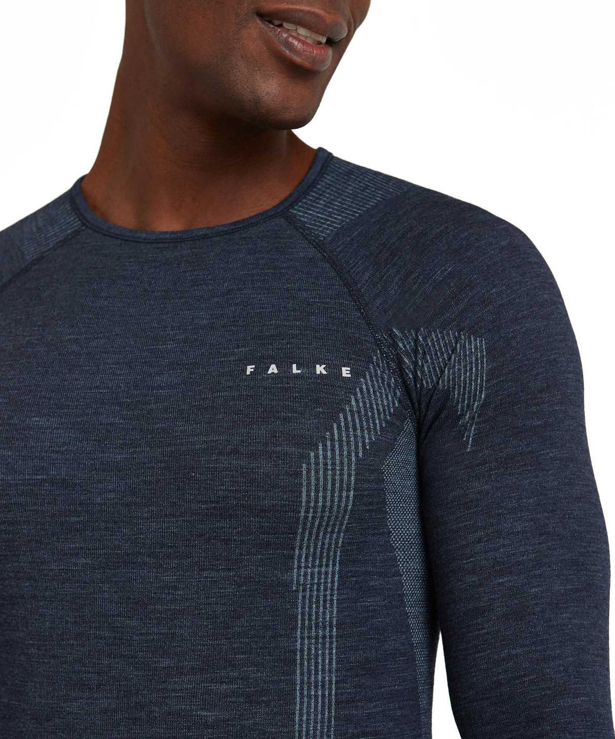 Men Falke Long sleeve shirt Wool-Tech Long Sleeve T-Shirts Blue | ZXEUPS073