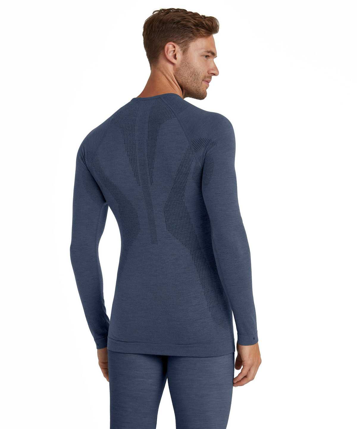 Men Falke Long sleeve shirt Wool-Tech Long Sleeve T-Shirts Blue | FSRECP018