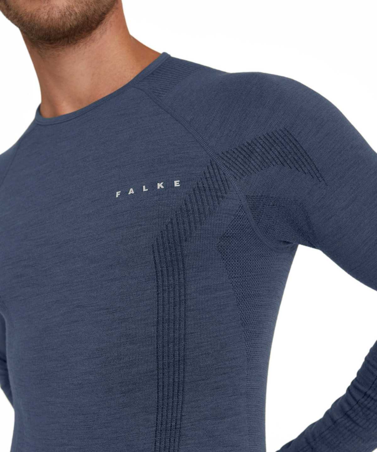 Men Falke Long sleeve shirt Wool-Tech Long Sleeve T-Shirts Blue | FSRECP018