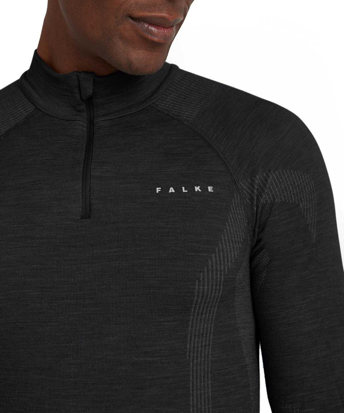 Men Falke Long sleeve shirt Wool-Tech Long Sleeve T-Shirts Black | SRQZDL241