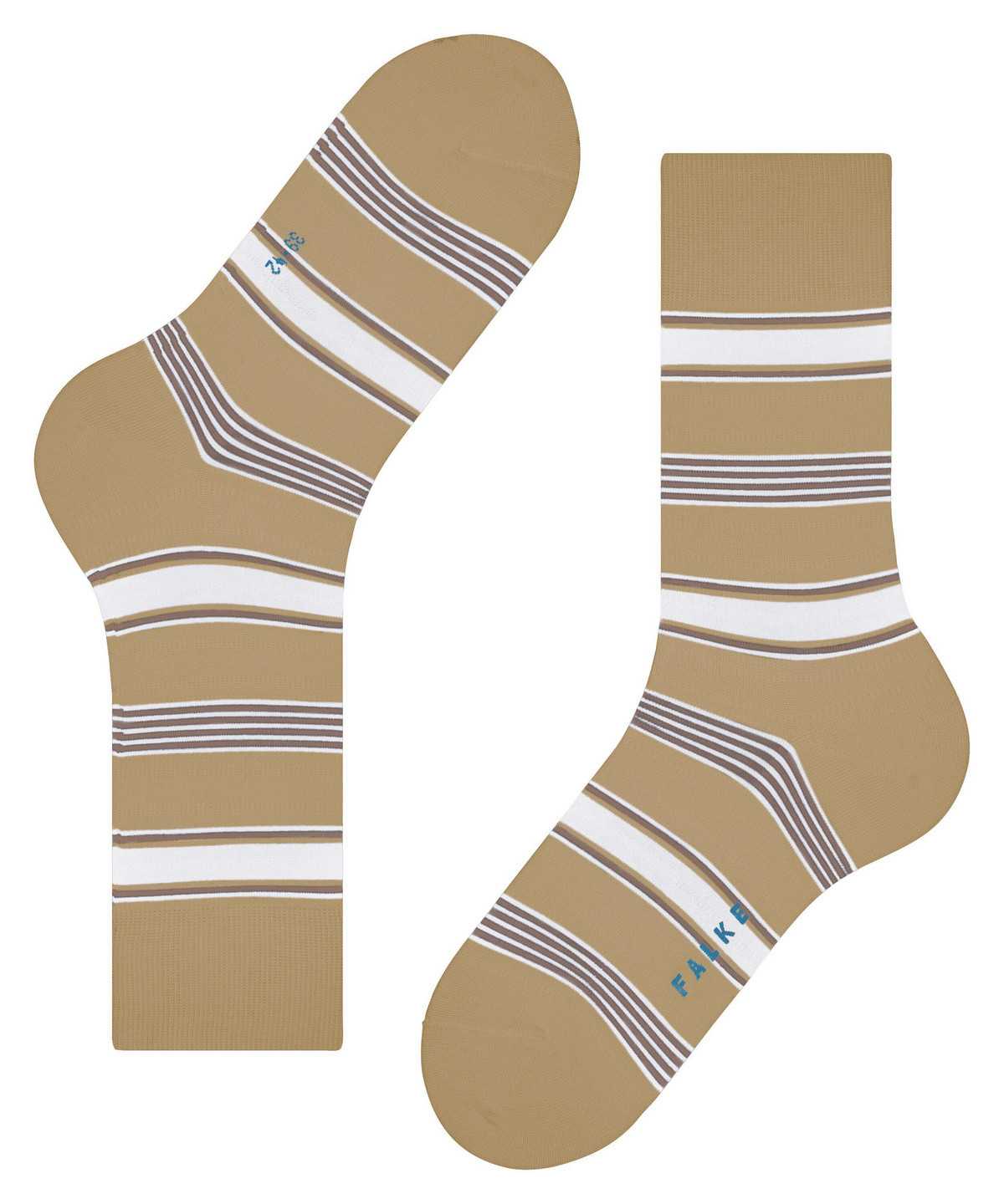 Men Falke Marina Stripe Socks Socks Beige | EJKGSL789